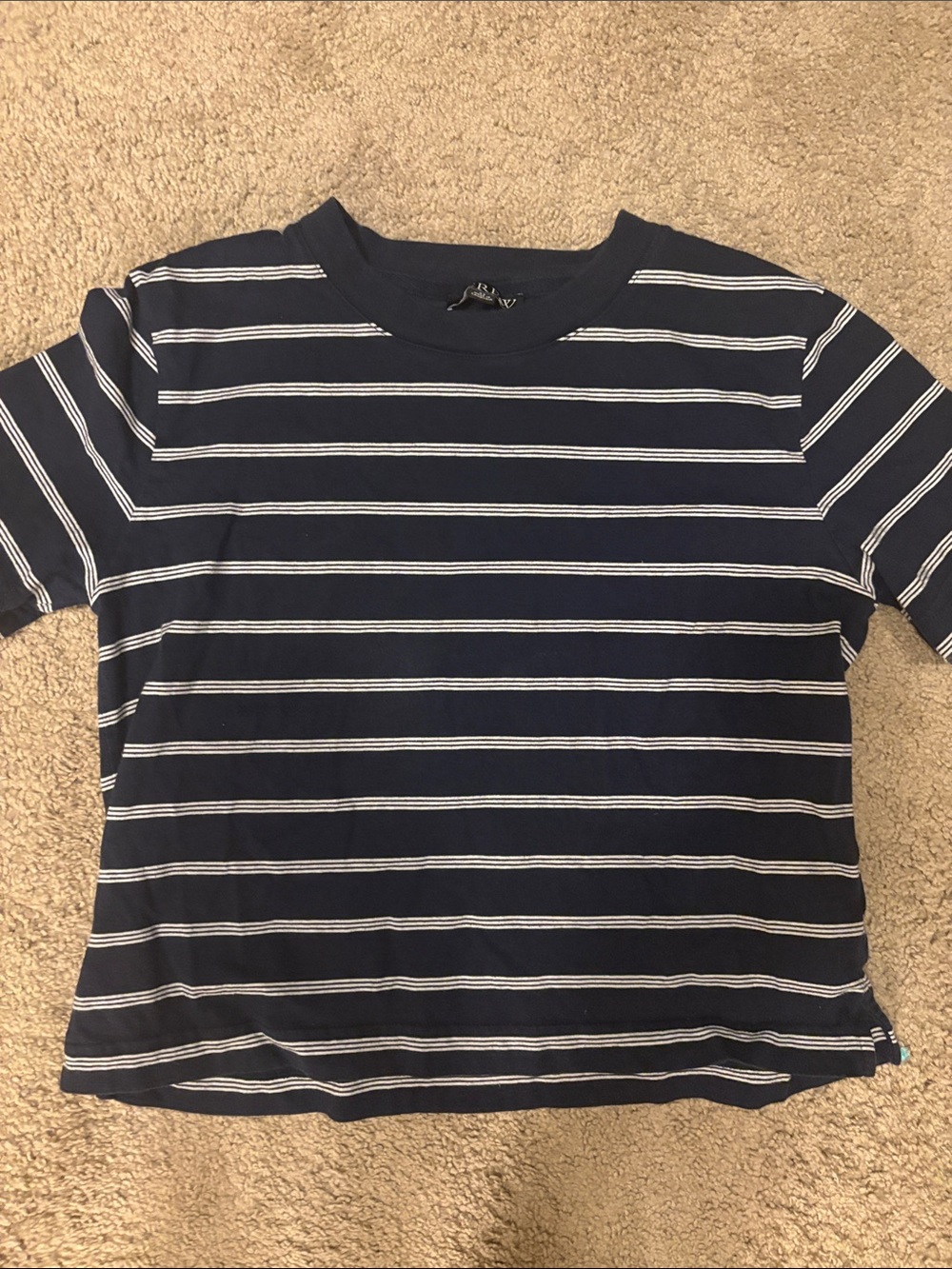 J. Crew Boys Navy and White Striped Short Sleeve Tee